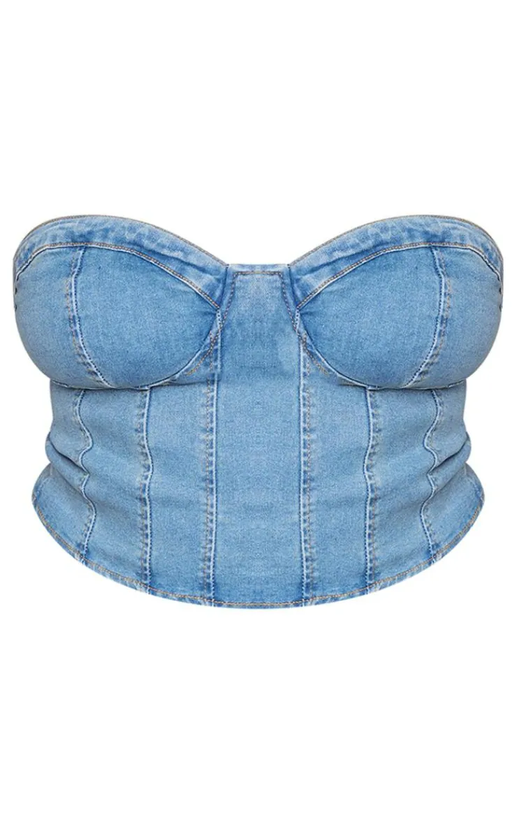 PrettyLittleThing Corsets*Plus Bandeau Denim Corset