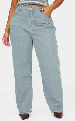 Plus Extreme Fraying Detail Wide Leg Denim Jeans-PrettyLittleThing Online
