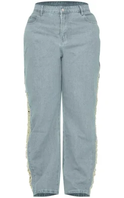 Plus Extreme Fraying Detail Wide Leg Denim Jeans-PrettyLittleThing Online