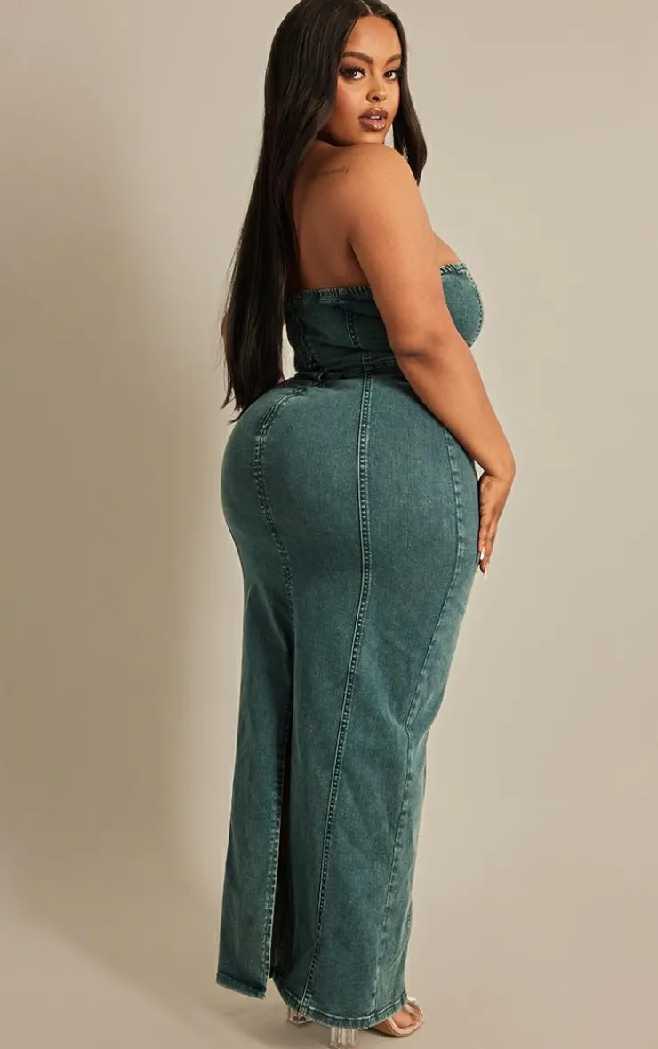 Plus Seam Detail Denim Maxi Dress-PrettyLittleThing Outlet