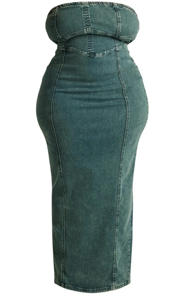 Plus Seam Detail Denim Maxi Dress-PrettyLittleThing Outlet