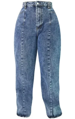 Plus Vintage Wash Seam Front Wide Leg Jeans