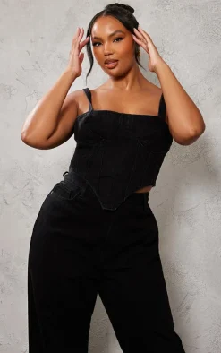 PrettyLittleThing Corsets*Plus Acid Wash Denim Corset