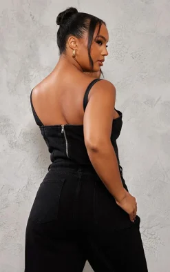 PrettyLittleThing Corsets*Plus Acid Wash Denim Corset