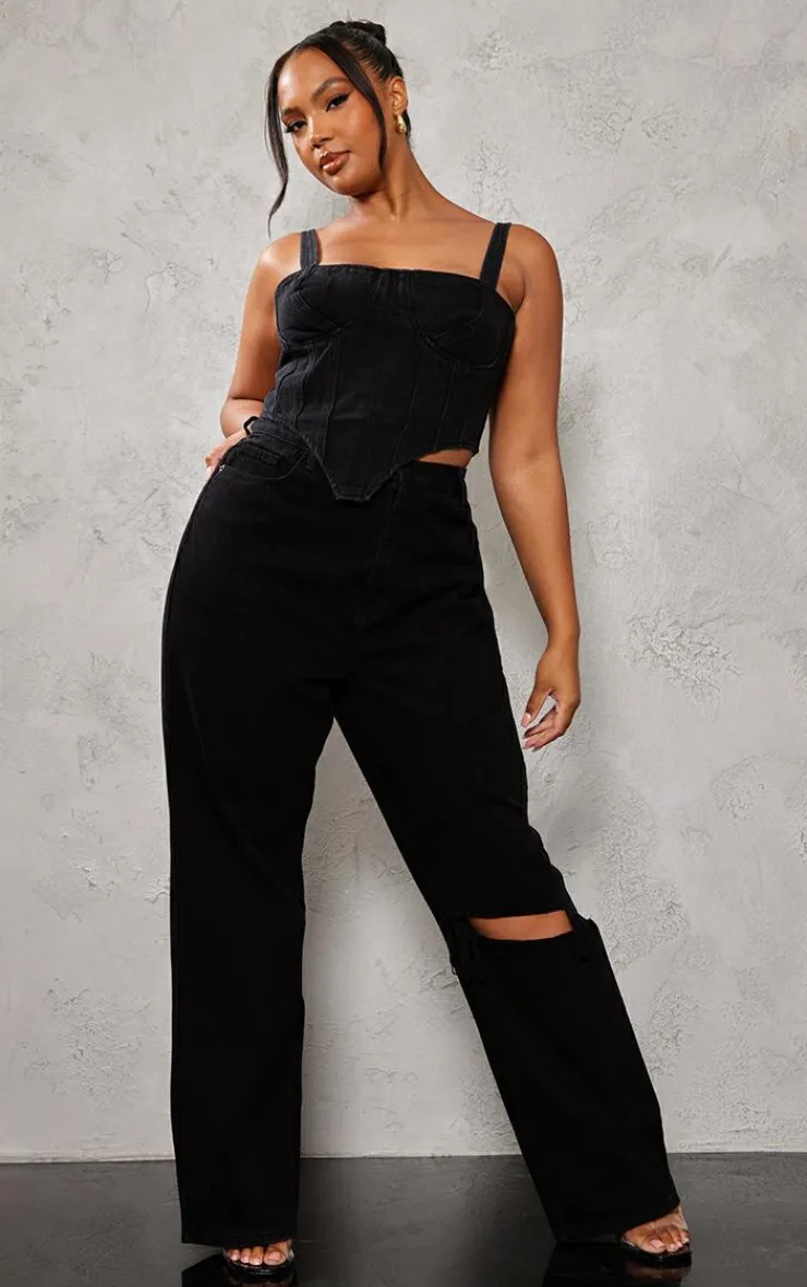 PrettyLittleThing Corsets*Plus Acid Wash Denim Corset