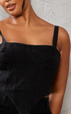 PrettyLittleThing Corsets*Plus Acid Wash Denim Corset