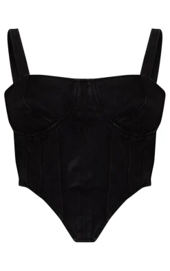 PrettyLittleThing Corsets*Plus Acid Wash Denim Corset
