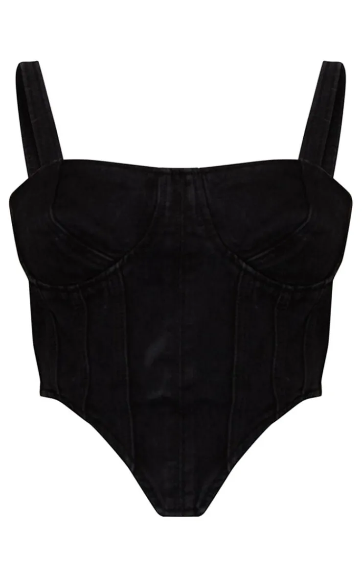 PrettyLittleThing Corsets*Plus Acid Wash Denim Corset
