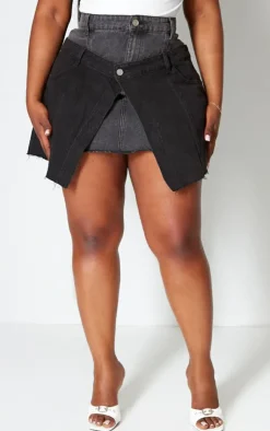 Plus Deconstructed Panel Denim Mini Skirt-PrettyLittleThing Hot