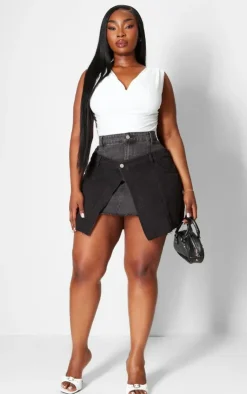 Plus Deconstructed Panel Denim Mini Skirt-PrettyLittleThing Hot
