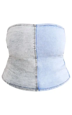 PrettyLittleThing Corsets*Plus Contrast Stretch Denim Corset Top