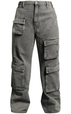 Plus Washed Grey Cargo Denim Jeans