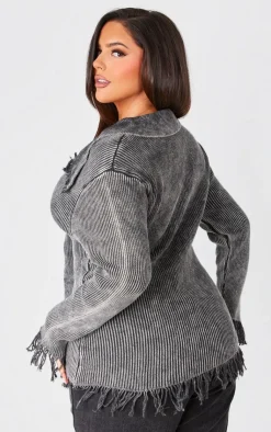 PrettyLittleThing Sweaters*Plus Distressed Knit Split Hem Sweater