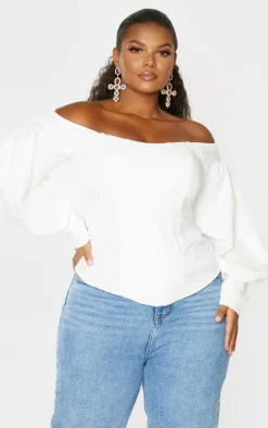 PrettyLittleThing Corsets*Plus Bardot Balloon Sleeve Corset Top