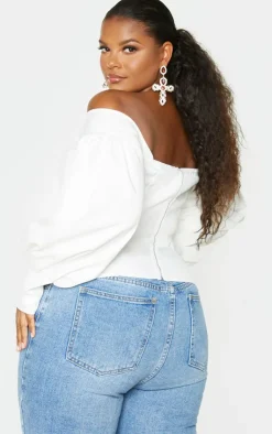 PrettyLittleThing Corsets*Plus Bardot Balloon Sleeve Corset Top