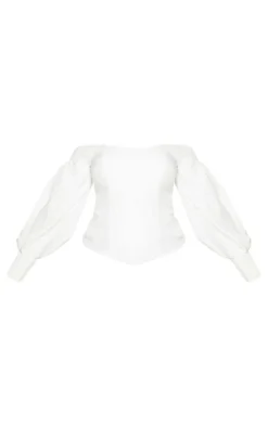 PrettyLittleThing Corsets*Plus Bardot Balloon Sleeve Corset Top