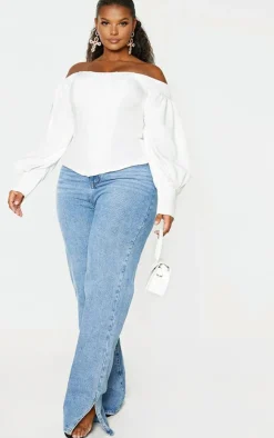 PrettyLittleThing Corsets*Plus Bardot Balloon Sleeve Corset Top