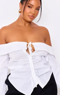 PrettyLittleThing Shirts*Plus Bardot Fitted Shirt Style Top