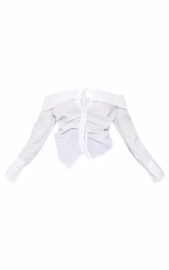 PrettyLittleThing Shirts*Plus Bardot Fitted Shirt Style Top