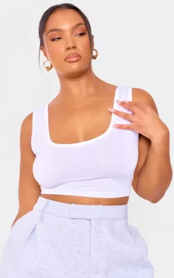 PrettyLittleThing Basic Tops*Plus Basic Jersey Square Neck Crop Tank