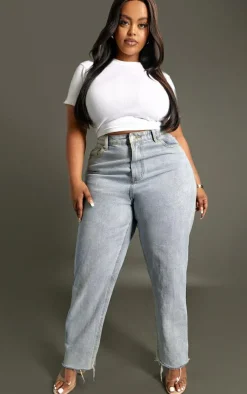 PrettyLittleThing T-Shirts*Plus Basic Rib Short Sleeve Crop Top