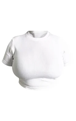PrettyLittleThing T-Shirts*Plus Basic Rib Short Sleeve Crop Top