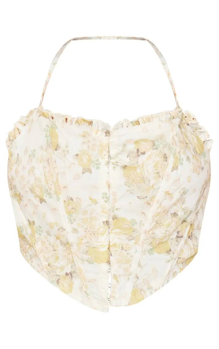 Plus White Broderie Hook And Eye Crop Top
