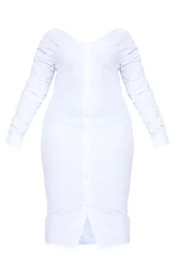 Plus Button Up Poplin Midi Dress-PrettyLittleThing Outlet