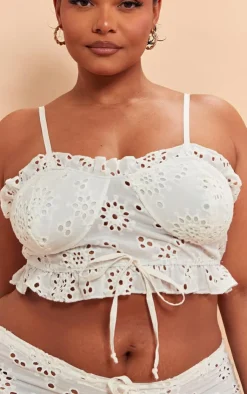 PrettyLittleThing Plus Cami Crop Top White