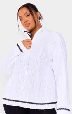 PrettyLittleThing Sweaters*Plus Chunky Knit Zip Detail Sweater