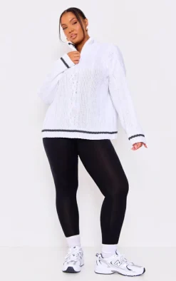 PrettyLittleThing Sweaters*Plus Chunky Knit Zip Detail Sweater