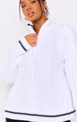 PrettyLittleThing Sweaters*Plus Chunky Knit Zip Detail Sweater
