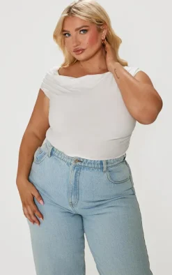 PrettyLittleThing Snatched*Plus Contour Jersey Asymmetric Neckline Top