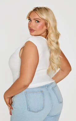 PrettyLittleThing Snatched*Plus Contour Jersey Asymmetric Neckline Top