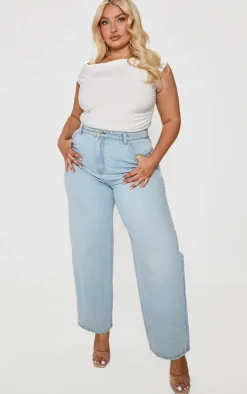 PrettyLittleThing Snatched*Plus Contour Jersey Asymmetric Neckline Top