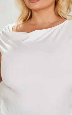 PrettyLittleThing Snatched*Plus Contour Jersey Asymmetric Neckline Top