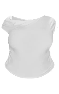 PrettyLittleThing Snatched*Plus Contour Jersey Asymmetric Neckline Top