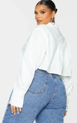 PrettyLittleThing Shirts*Plus Cotton Oversized Crop Shirt
