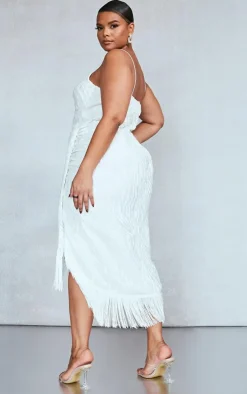 Plus Devore Tassel Detail Underwired Draped Midi Dress-PrettyLittleThing Clearance