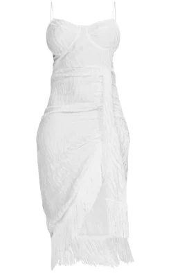 Plus Devore Tassel Detail Underwired Draped Midi Dress-PrettyLittleThing Clearance
