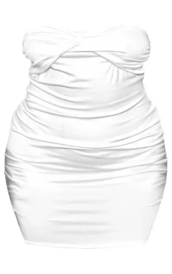 Plus Double Contour Twist Bandeau Ruched Bodycon Dress-PrettyLittleThing Sale