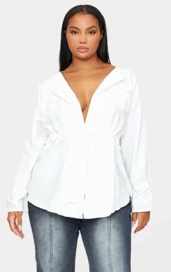 PrettyLittleThing Shirts*Plus Faux Suede Cargo Ruched Waist Shirt