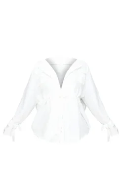 PrettyLittleThing Shirts*Plus Faux Suede Cargo Ruched Waist Shirt