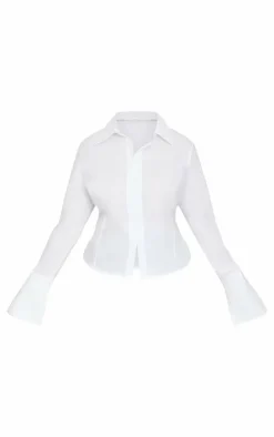 PrettyLittleThing Shirts*Plus Hook And Eye Flare Sleeve Shirt