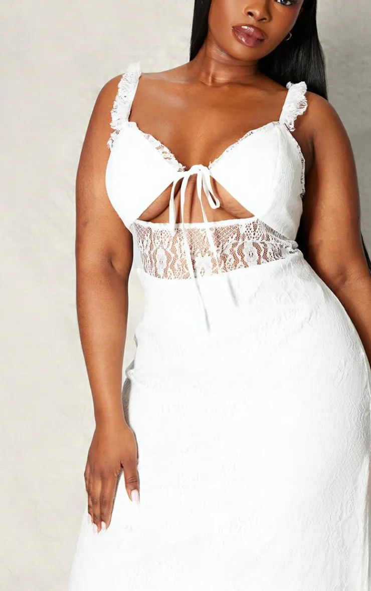 Plus Lace Tie Front Bust Detail Maxi Dress-PrettyLittleThing Online