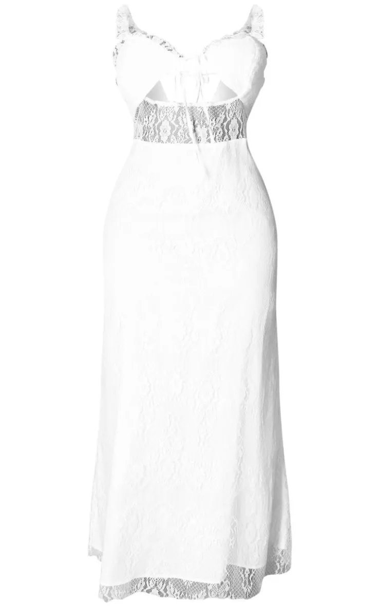 Plus Lace Tie Front Bust Detail Maxi Dress-PrettyLittleThing Online