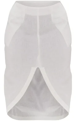 Best PrettyLittleThing Plus Linen Look Split Front Midi Skirt White