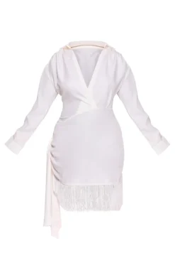 Plus Long Sleeve Tassel Hem Drape Detail Bodycon Dress-PrettyLittleThing Best
