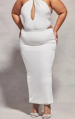 Best PrettyLittleThing Plus Low Rise Maxi Skirt White