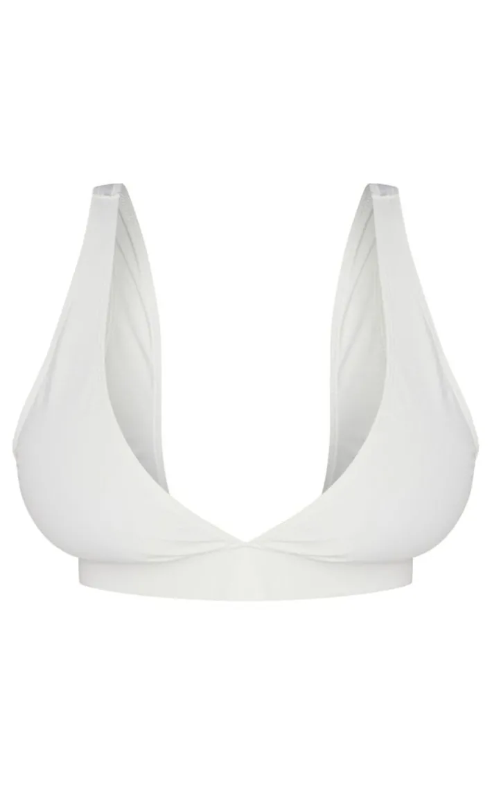 Plus White Mix & Match Plunge Bikini Top